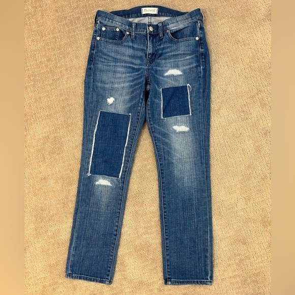 Madewell Slim Boy Jean Patched--up Edition Distressed Denim Women's Size 27 - Picture 13 of 15